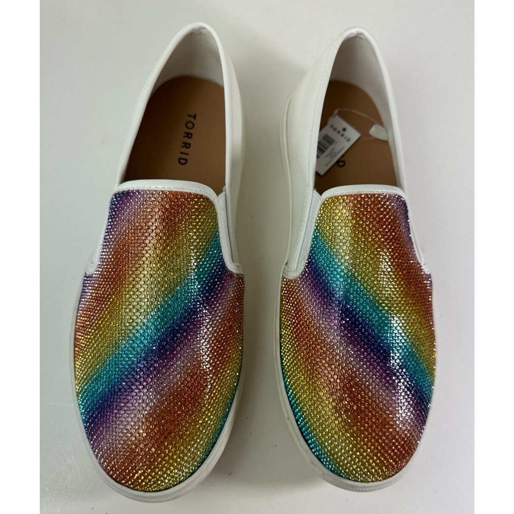 Torrid Embellished Slip On Sneakers Celebrate Love Rainbow Shoes Women's Size 9W - Picture 15 of 15